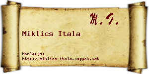 Miklics Itala névjegykártya